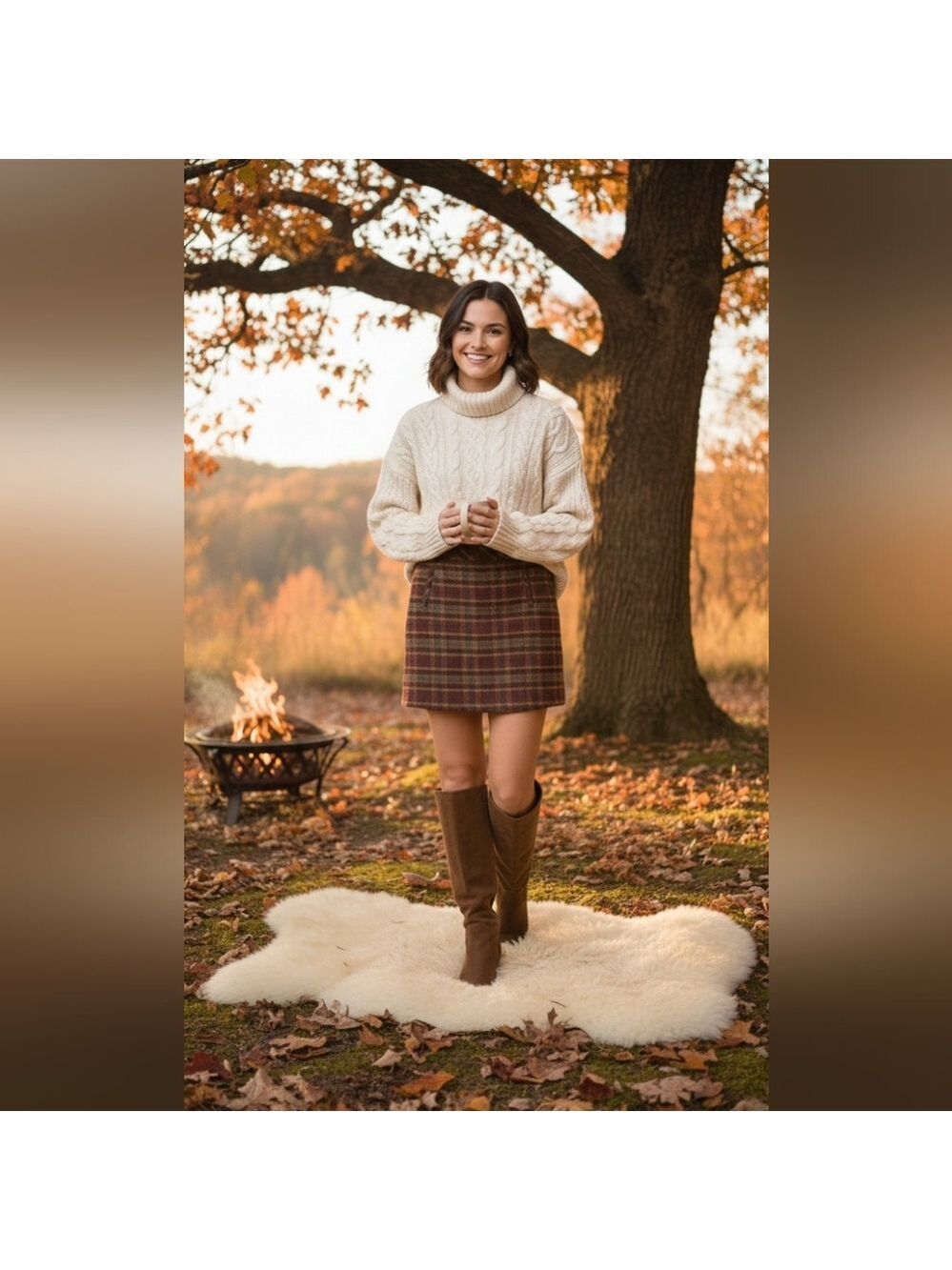 Talbots Rust Plaid Wool Blend side zip mini skirt Size 2P EUC